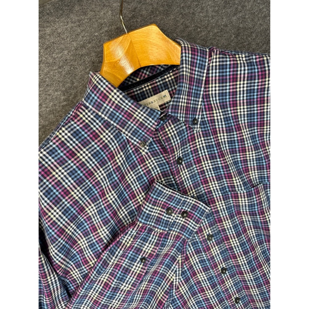 Cutter & Buck Button Down Shirt Mens XLT Tall Preppy Golf Plaid Cotton Geometric